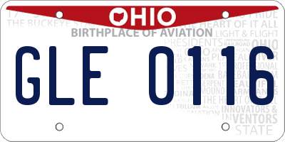 OH license plate GLE0116