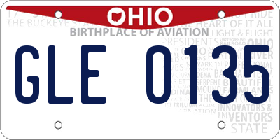 OH license plate GLE0135