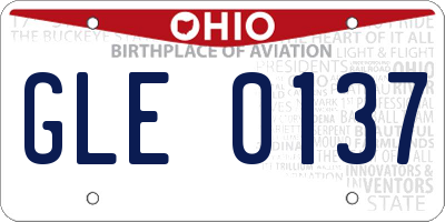 OH license plate GLE0137