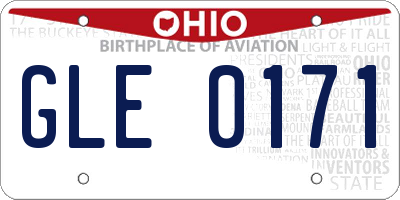 OH license plate GLE0171