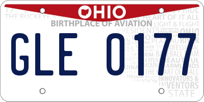 OH license plate GLE0177