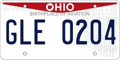 OH license plate GLE0204