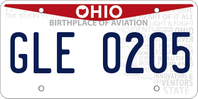 OH license plate GLE0205