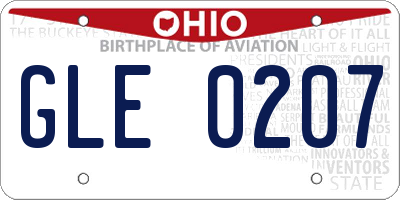 OH license plate GLE0207