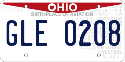 OH license plate GLE0208