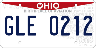 OH license plate GLE0212