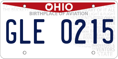 OH license plate GLE0215