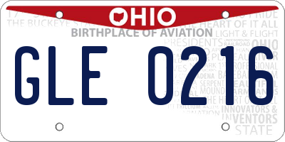 OH license plate GLE0216