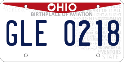 OH license plate GLE0218