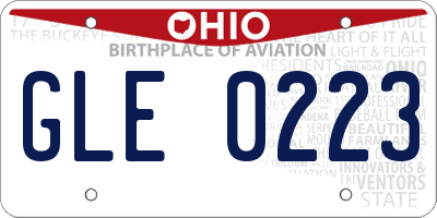OH license plate GLE0223