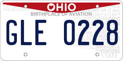 OH license plate GLE0228