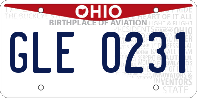 OH license plate GLE0231