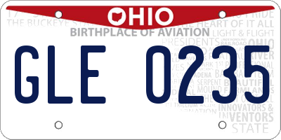 OH license plate GLE0235