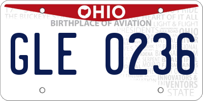 OH license plate GLE0236