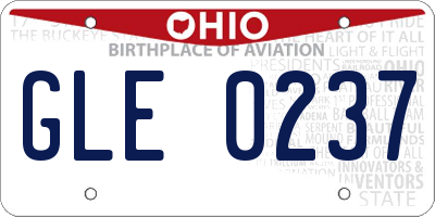 OH license plate GLE0237