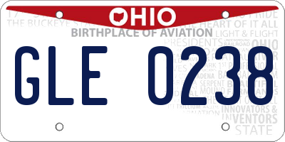 OH license plate GLE0238