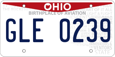 OH license plate GLE0239