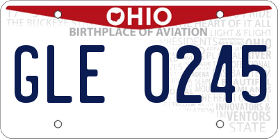 OH license plate GLE0245