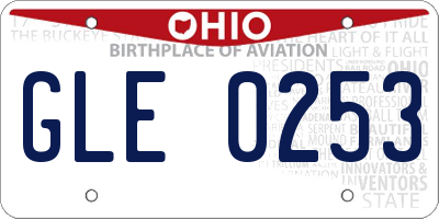OH license plate GLE0253