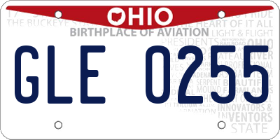OH license plate GLE0255