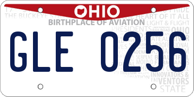 OH license plate GLE0256