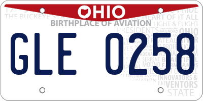 OH license plate GLE0258