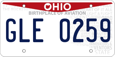 OH license plate GLE0259