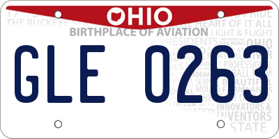 OH license plate GLE0263