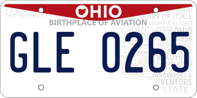 OH license plate GLE0265