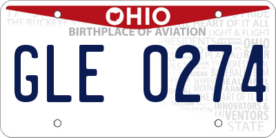 OH license plate GLE0274