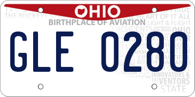 OH license plate GLE0280