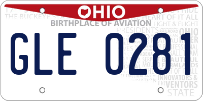 OH license plate GLE0281
