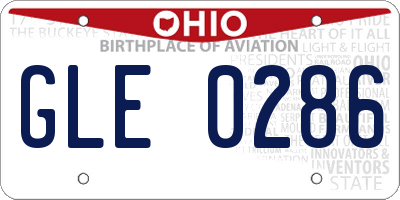 OH license plate GLE0286