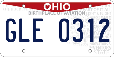 OH license plate GLE0312