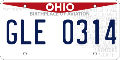OH license plate GLE0314