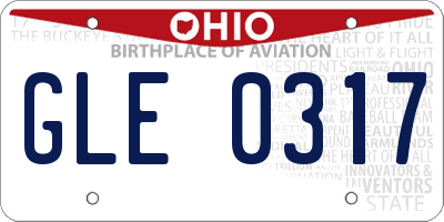 OH license plate GLE0317