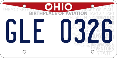 OH license plate GLE0326