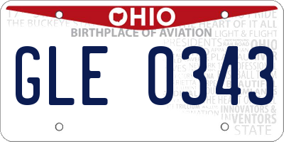 OH license plate GLE0343