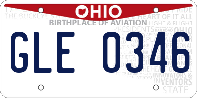 OH license plate GLE0346