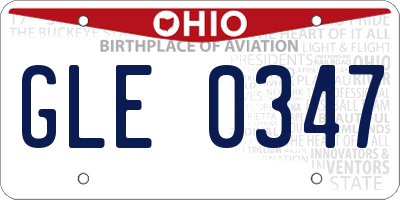 OH license plate GLE0347