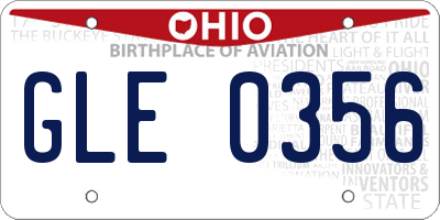 OH license plate GLE0356