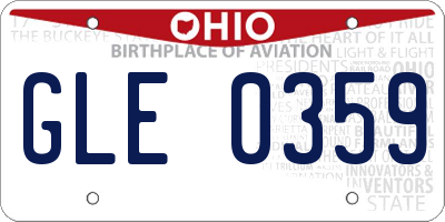 OH license plate GLE0359