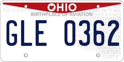 OH license plate GLE0362