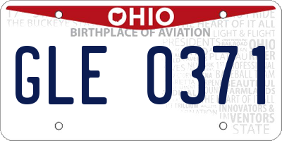 OH license plate GLE0371