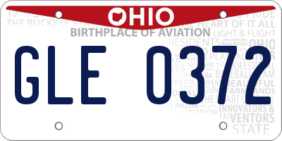 OH license plate GLE0372