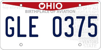 OH license plate GLE0375