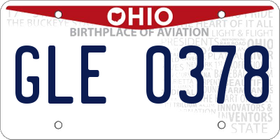 OH license plate GLE0378