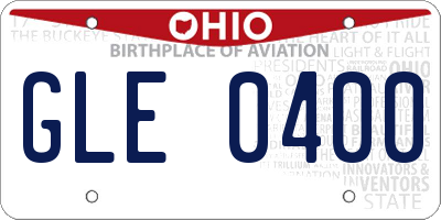 OH license plate GLE0400