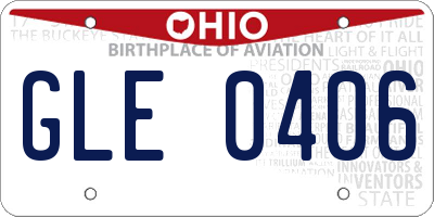 OH license plate GLE0406