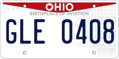 OH license plate GLE0408